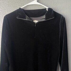 Vintage 90s Black Velvet Longline Tunic Top Pullover (Size Small)